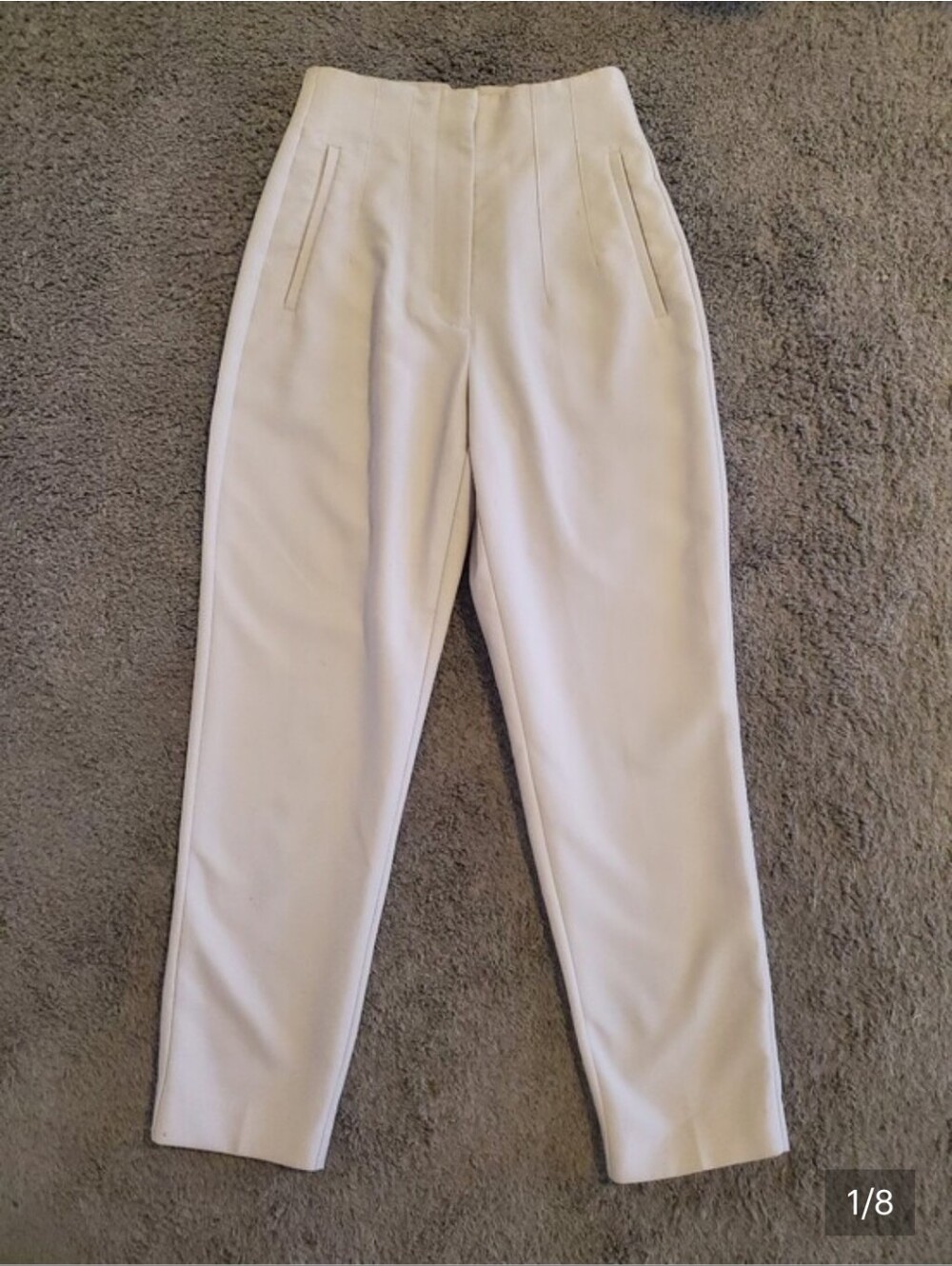 Zara High-Waist Straight Tailored Trousers Pants in Tan Beige Size XS - Picture 2 of 7
